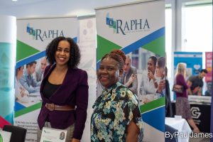 Rapha-Therapy-Team-at-exhibition-stand- Manchester-Biz-Fair-2022